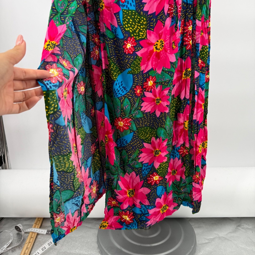 Patrons of Peace Floral Maxi Skirt Pink Blue Tropical High Belt Womens Medium - Picture 4 of 15